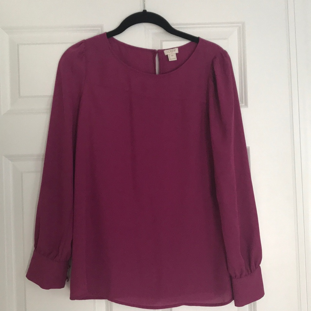J.Crew fuchsia long-sleeve blouse